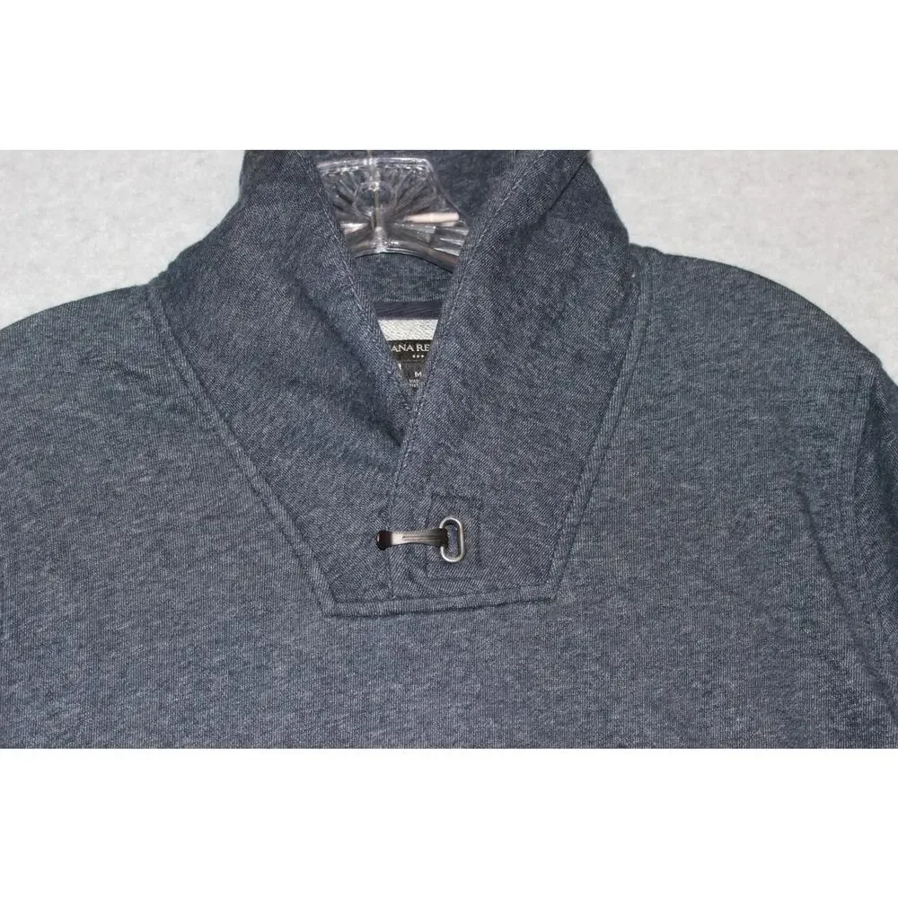 Banana Republic Sweater Mens Medium Gray Cowl‎ Neck Button Cotton